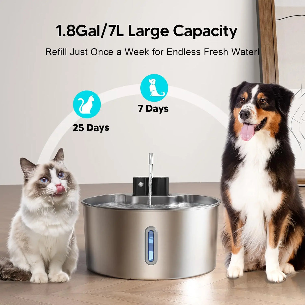 7L Wireless Recharging Fountain – With Motion Sensor