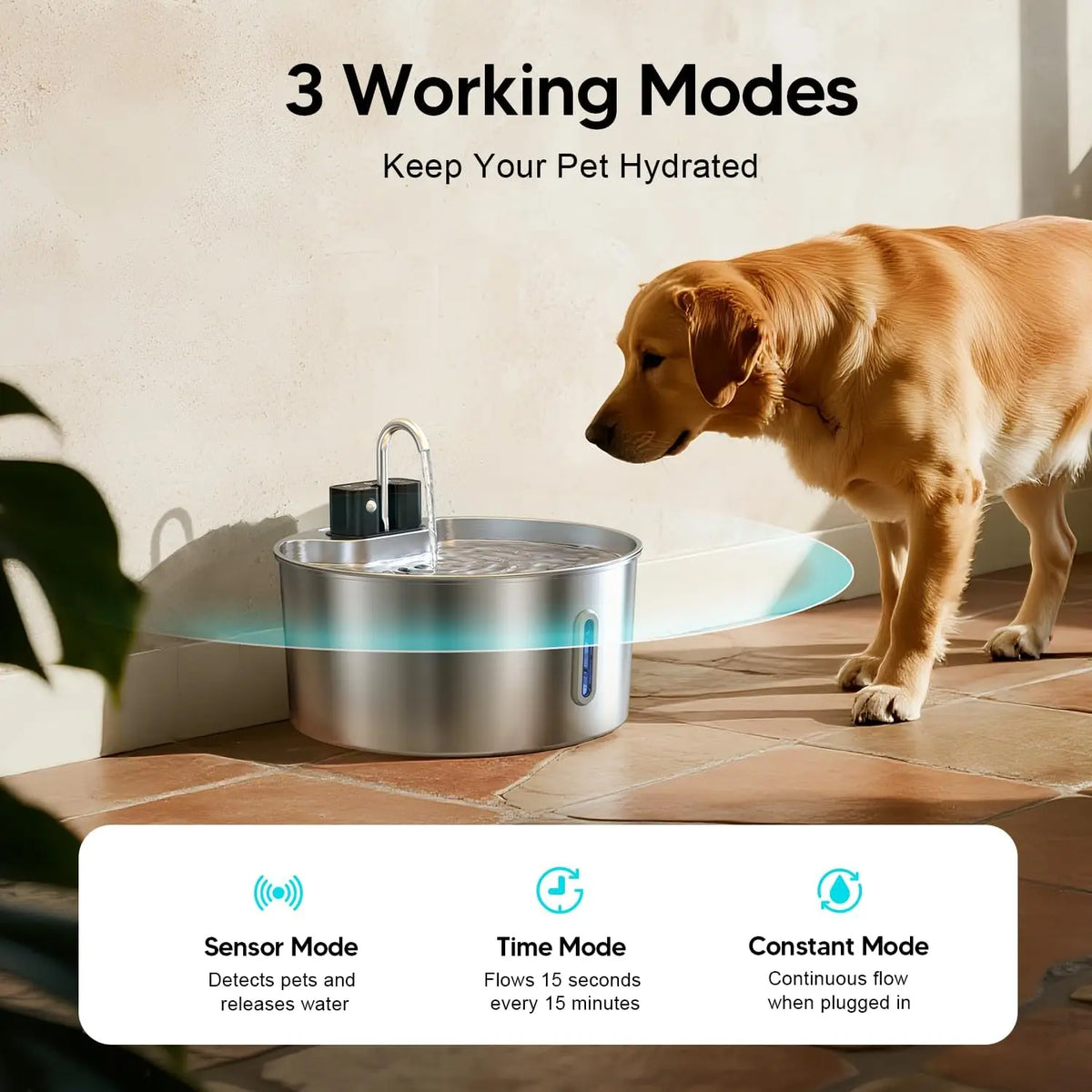 7L Wireless Recharging Fountain – With Motion Sensor