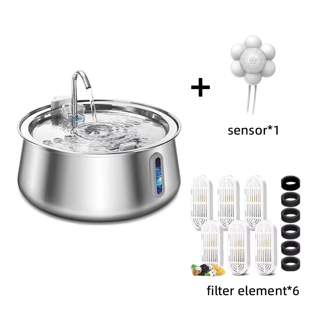 4L Cat Fountain Stainless Steel Feeder – No Sensor (Manual Fill)