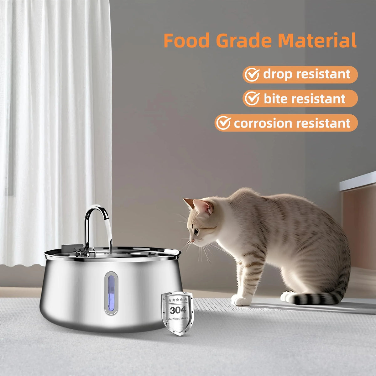 4L Cat Fountain Stainless Steel Feeder – No Sensor (Manual Fill)